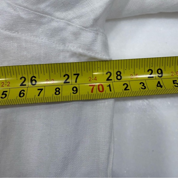 POLO RALPH LAUREN 100% LINEN BUTTON SHIRT SZ XLT WHITE SHORT SLEEVE NAVY PONY - Picture 8 of 13